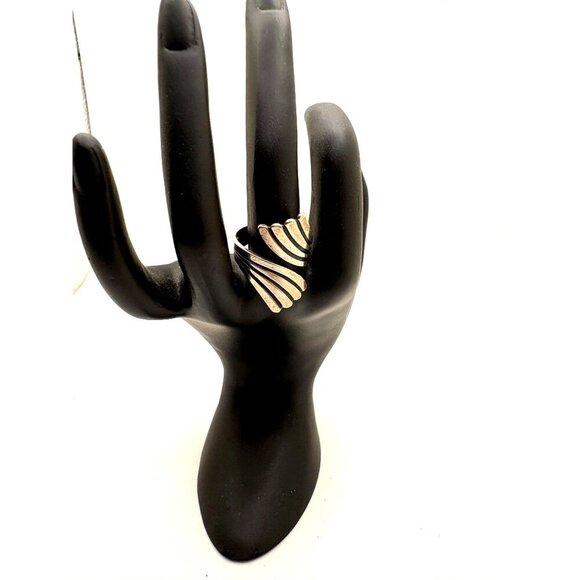 Vintage Sterling Silver Adjustable Wraparound Ring Abstract Fan Design Size 7 - Picture 2 of 5